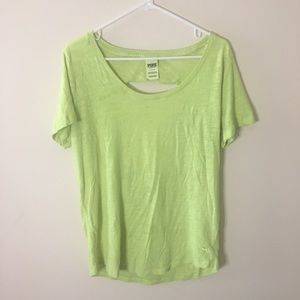 PINK neon yellow cut out tee shirt